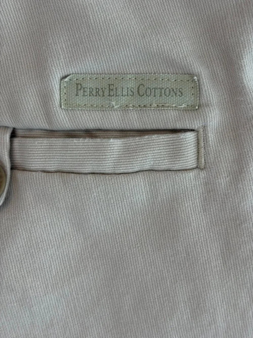 Perry Ellis Men's 34x32 Beige Khaki Chino Pants 100% Cotton Classic Flat Front